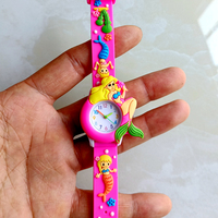 Jam tangan kartun kupu-kupu 3D anak-anak gadis cantik kartun putri duyung kucing bunga hadiah pesta ulang tahun Jam