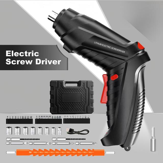 4V Rechargeable Cordless Electric Screwdriver Set Mini Power Tool Kit with Metric BMC Storage Case & Bit Set OEM for Home DIY
