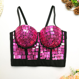 Verre Paillettes Fishbone Sling Top Dancing Sexy Corset Stage Girdle Short Tube Top - Product Image 5