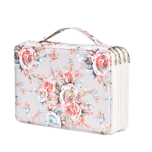 OEM personalizado mujer 200 ranura Oxford cremallera portátil flor patrón lápiz cubo <span class=keywords><strong>bolsa</strong></span> inodoro <span class=keywords><strong>bolsa</strong></span> <span class=keywords><strong>de</strong></span> cosméticos <span class=keywords><strong>con</strong></span> compartimento - Product Image 5