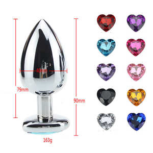 5 boyutları farklı renk paslanmaz çelik <span class=keywords><strong>Jewel</strong></span> Anal Plug kalp şekli Metal Buttplug seks oyuncakları kadınlar için - Product Image 4