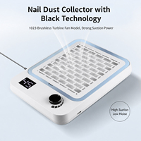 Aspirateur de poussière d'ongles professionnel portable, ventilateur à turbine sans balais, forte aspiration, faible bruit, affichage numérique, contrôle de la vitesse par bouton, DIY