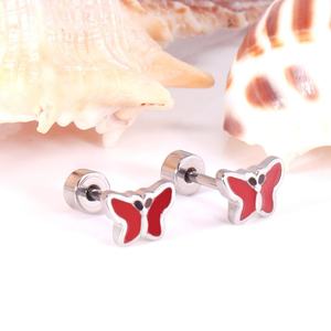 Boucles d'oreilles à vis dorées en acier inoxydable pour enfants, type acier chirurgical - Product Image 5