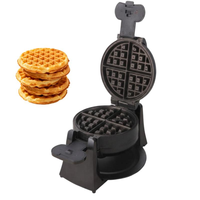 Gaufrier double rotatif noir à base stable, pour gaufres belges de 1 pouce d'épaisseur, à double couche, avec bouton de cuisson rapide, pour snacks et gaufres