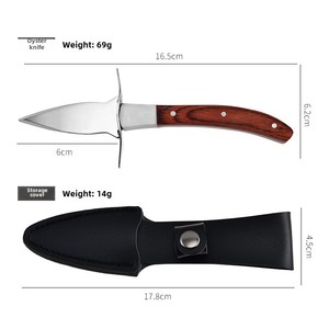 Venta al por mayor, cuchillo de ostra de acero inoxidable anticorte grueso, mango de madera colorido, abridor de mariscos con herramienta de metal de concha Vieira - Product Image 3