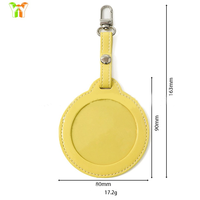 Porte-badge en cuir PU, organisateur de rangement peu encombrant, étui de rangement mignon et rond pour épingles de collection