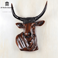 Hiasan Dinding Kepala Sapi Resin Simulasi Retro, Patung Tulang Domba Realistis untuk Dekorasi Lanskap Kafe Rumah Bar Bergaya Rustic