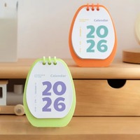 Einfacher Mini-Ei-förmiger Schreibtisch-Kalender mit Notizblock Spiralpapier Monatlicher Druck Tischkalender
