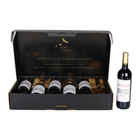 Caja de Cartón Kraft Marrón de Lujo Personalizada para 6 Botellas de Vino, con Asa, Forro de Esponja Desechable, Impresión en Lámina Dorada
