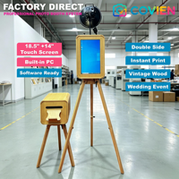 Photomaton en bois double face avec deux écrans tactiles de 18,5 et 14 pouces, PC Windows, location pour événements, directement de l'usine