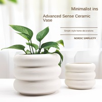 Nordic kreatif mengkilap keramik donat vas khas Pot berdaging ornamen dekoratif rumah Modern Pot bunga Pot tanaman