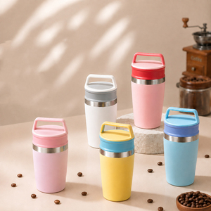 แก้วกาแฟพกพาขนาด 320 มล. แก้วน้ำสแตนเลส 304 เก็บความร้อน-เย็น พร้อมฝาปิดและหูหิ้ว สำหรับใช้ในสำนักงาน - Product Image 5
