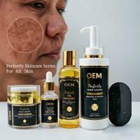 Kit de Soins Bio OEM à Marque Blanche à la Vitamine C : Crème Visage Éclaircissante, Lait Corporel, Anti-Âge, Réparateur Taches Brunes, au Collagène