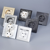 Prise et interrupteur design EU français 230V 16A, prise murale électrique intégrée