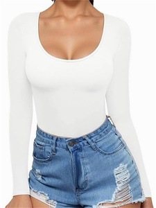 <span class=keywords><strong>Maglietta</strong></span> a Maniche Lunghe da <span class=keywords><strong>Donna</strong></span>, Basic, Tinta Unita, Slim Fit, Eco-Friendly, Estiva, con Collo Rotondo e Design Compresso - Product Image 3