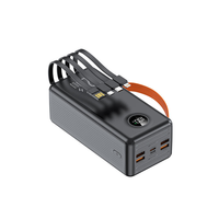 Batterie externe de gros volume (10000-100000 mAh) à charge ultra-rapide 22,5 W avec câble intégré, cordon et lumière LED
