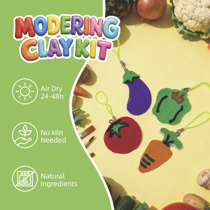 Kit de pâte à modeler à l'air libre sur le thème des légumes pour enfants, pour la création de pendentifs et porte-clés, non toxique, sans cuisson, sûr, cadeau artisanal éducatif pour enfants - Product Image 3