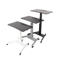 QB2 blanc pneumatique Design ergonomique une jambe hauteur réglable discours bureau pédale contrôle ressort à gaz Portable ordinateur portable bureau