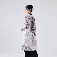 Robe Cheongsam de style chinois moderne pour femmes, grande taille, imprimé feuilles de bambou, col mandarin, Qipao coupe trapèze ample, longueur genou