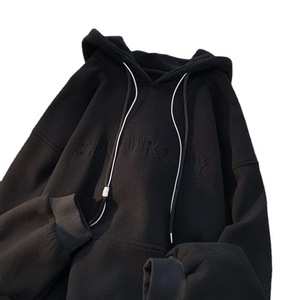 เสื้อฮู้ดไหมพรมผู้ชายแบบสั่งทำขายดีที่สุด รุ่นหรูหรา ทรงปกติ พิมพ์โลโก้ลายนูน ผ้าฝ้าย 100% คอปกแบบมีฮู้ด - Product Image 6