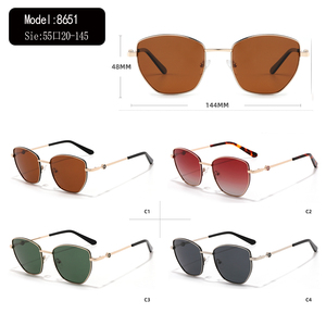 Rectangle Full Rim Sunglasses Unisex Adult UV400 Protection Fashion Style Black Lenses Metal Frame - Product Image 3