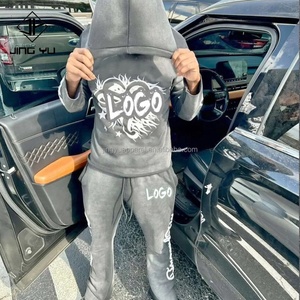 Wholesale Sublimation Acid Wash Men Hoodie Manufacturers <b>Polyester</b> Mens Hoodies Streetwear Custom Hoodie and Sweatpants Set Men - Product Image 4