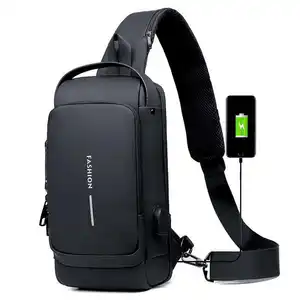 2024 New Fashion Waterproof Chest Bag USB Men Crossbody Sling Bag Men Crossbody Bag For Men