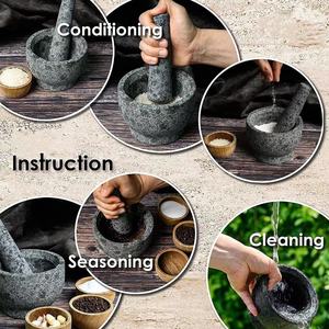Ensemble de <span class=keywords><strong>mortier</strong></span> et de pilon en <span class=keywords><strong>pierre</strong></span> naturelle de vente chaude broyeur d'herbes d'épices en granit pour l'assaisonnement outil parfait pour votre cuisine - Product Image 6