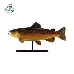 A mano su ordinazione della decorazione della casa in legno dipinto scultura di pesce - Product Image 1