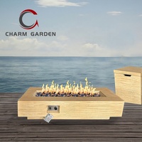 Table de feu en béton moderne de 65 000 BTU, aspect marbre naturel, foyer au propane pour jardin et patio - Brasero extérieur portable