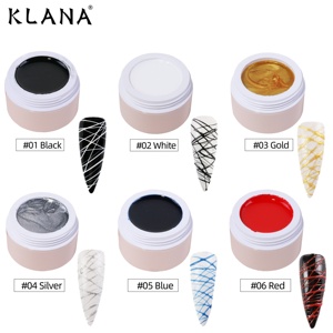 KLANA Metal Spider Gel 8ml Gel à ongles haute élasticité 6 couleurs Gel UV Soak-off pour la création de motifs en toile d'araignée et de lignes ultra-fines - Product Image 5