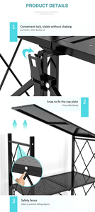 Étagères de cuisine domestique à 5 couches étagère en acier inoxydable étagères pliantes empilables support de rangement pliable en métal Mobile avec roues - Product Image 4