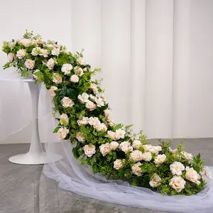 Wedding Props Flowers Runners Flower Rows Artificial Flowers Table Runner For Wedding Decoration
