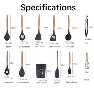 Éxito <span class=keywords><strong>de</strong></span> Ventas en <span class=keywords><strong>Amazon</strong></span> Accesorios <span class=keywords><strong>de</strong></span> <span class=keywords><strong>Cocina</strong></span> Set <span class=keywords><strong>de</strong></span> 12 Utensilios <span class=keywords><strong>de</strong></span> <span class=keywords><strong>Cocina</strong></span> <span class=keywords><strong>de</strong></span> Silicona Multicolor con Mango <span class=keywords><strong>de</strong></span> Madera - Product Image 2