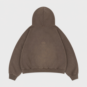 เสื้อฮู้ดดี้ผ้าฝ้ายเฟรนช์เทอร์รี่ 450 GSM 100% ทรงบ็อกซี่ แขนราแกลน ฟอกสีซีดแบบซันเฟด ลุคดิสเทรส สไตล์สตรีทแวร์สำหรับผู้ชาย - Product Image 2