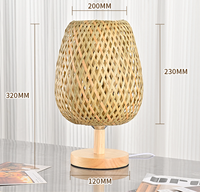 Lampe de table en rotin - Lampes de chevet en bambou tissé à la main, style vintage, en osier et bois, lumière chaude pour salon (USB)