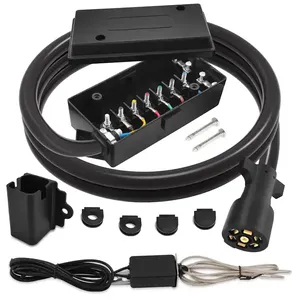 Fiação de Luz para Trailer Automotivo de 22 Pés com Conector de 4 Pinos e 5 Fios, Conector de Cobre, Fiação Plana de 4 Vias - Product Image 1