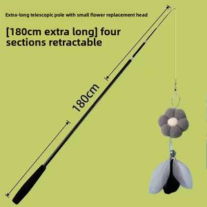 1.8M Intrekbare Milieuvriendelijke <span class=keywords><strong>Plastic</strong></span> Kat <span class=keywords><strong>Teaser</strong></span> Toverstaf Lange Staaf Extra Lange Veren Vervangende Kop Interactief Huisdier Speelgoed - Product Image 6