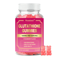 Rosebest OEM Complément Anti-Âge Saveur Fraise Sans Sucre Collagène Hydrolysé et Gummies au L-glutathion pour Éclaircissement de la Peau