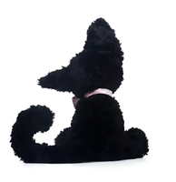 Peluche Chat Noir de la Série Custom Listening avec Nœud Rose et Détails à Carreaux