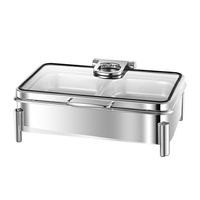 Ensemble électrique de buffet de chauffe-plats de luxe en acier inoxydable argenté de 9L pour la restauration d'hôtel