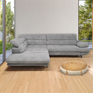 LIBRA MOD. Canapé d'angle gauche avec chariot coulissant en tissu gris clair - Product Image 1