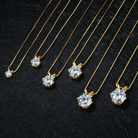 Collier Pendentif Moissanite Ronde 1ct 2ct 3ct en Argent Sterling 925 Plaqué Or VVS avec Certificat GRA