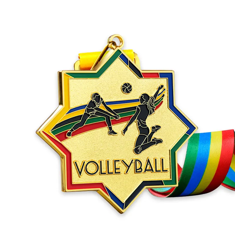 RENHUI Florida China Beach Volley Ball Voleibol chino Artesanía de metal Deportes Medallas y trofeos personalizados Medallas para voleibol