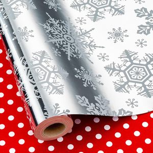 Reversible Christmas <b>Wrapping</b> <b>Paper</b> Silver Snowflakes 46.8 Square Feet Recyclable Gift Craft <b>Paper</b> - Product Image 5