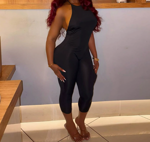 วิวิบลุค J26JP050 ชุดจั๊มสูทลำลองสำหรับผู้หญิง สายคล้องคอ แขนกุด เปิดหลัง สีพื้น จับจีบ ความยาวปานกลาง เหมาะสำหรับฤดูร้อน - Product Image 3