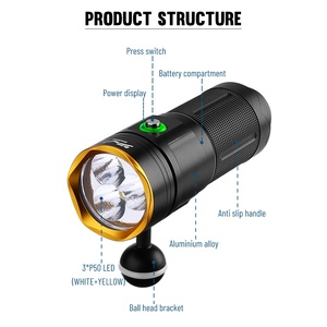 Linterna de Buceo LED Sumergible ASAFEE DA36, 4500 Lúmenes, XHP50, Alta Potencia, para Buceo, Cuerpo de Aleación de Aluminio, Clasificación IP68 - Product Image 2