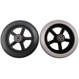 Universal Wheelchair Front <b>Wheels</b> 6 Inch PU Solid Tire Ball Bearing Wear Resistant Flexible High Speed <b>Casters</b> - Product Image 1