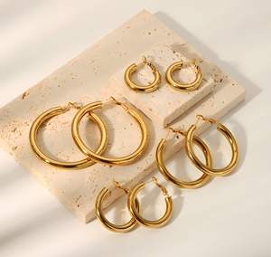 Mode 18K plaqué or crevettes arc boucle creux Huggie boucles d'oreilles étanche en acier inoxydable boucles d'oreilles bijoux pour femmes 2023 - Product Image 2