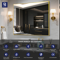 Espejo de Pared Horizontal Cuadrado Grande Comercial con Marco de Aluminio para Proyectos de Decoración de Paredes de Hoteles
